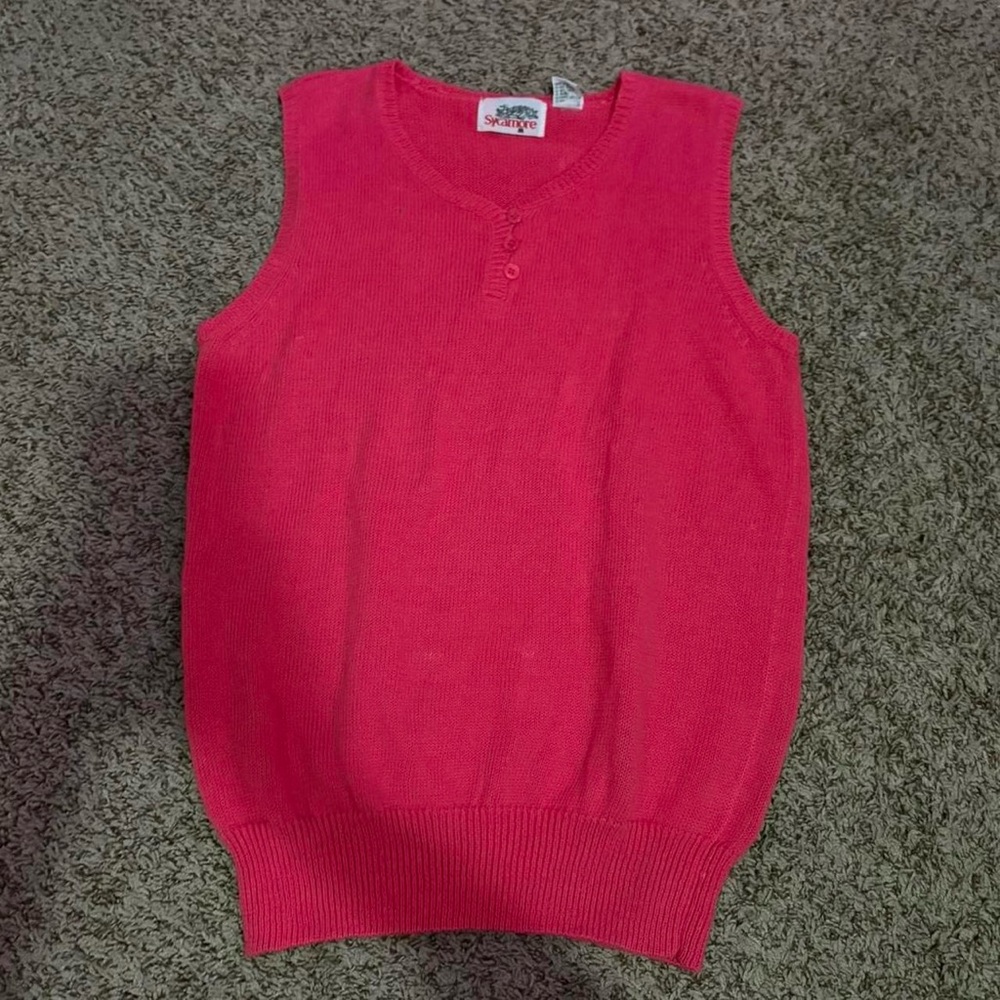 Pink vintage Henley tank top